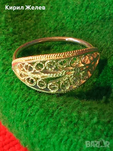 19 ВЕК СРЕБЪРЕН ПРЪСТЕН ФИЛИГРАН СРЕБРО ВИСОКА ПРОБА МАЙСТОРСКИ УНИКАТ СТАРО ГРАДСКО БИЖУ 26617, снимка 1