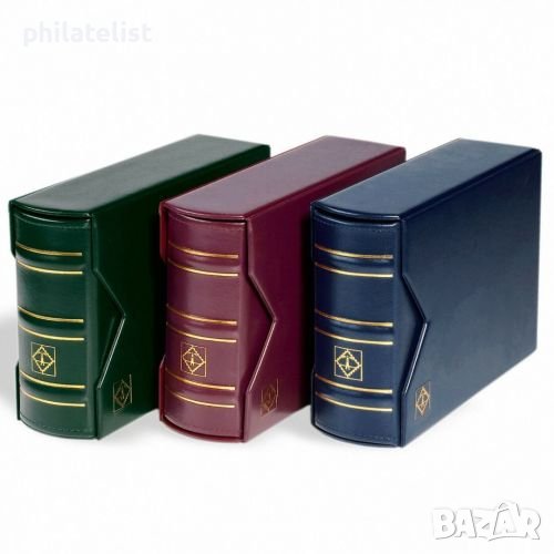 Leuchtturm албум за 100 FDC плика - дълъг формат с касета / кутия , зелен, снимка 1