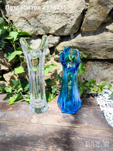 Две вази цветно стъкло , снимка 1