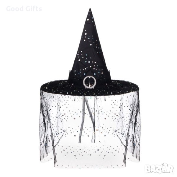 Шапка на магьосница за Хелуин с кристали, снимка 1