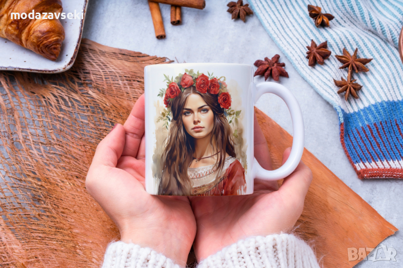 Порцеланови чаши с български народни мотиви, снимка 1