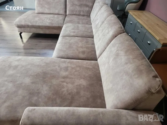 ПРОМОЦИЯ!!! Светло кафяв/бежов П-образен ъглов диван от плат LS701521, снимка 10 - Дивани и мека мебел - 52829466