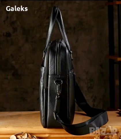 Мъжка изискана бизнес чанта за лаптоп15”/Луксозна и селективна, черна естест. кожа!, снимка 3 - Чанти - 53118028