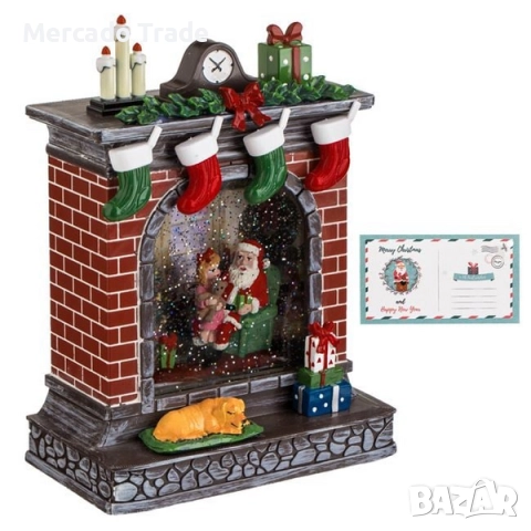 Коледна камина със снежни топки Mercado Trade, LED светлина и музика, снимка 4 - Декорация за дома - 52485115