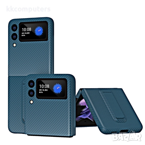 Samsung Galaxy Z Flip3 5G Удароустойчив Carbon Fiber Калъф и Стилус, снимка 4 - Калъфи, кейсове - 52872470