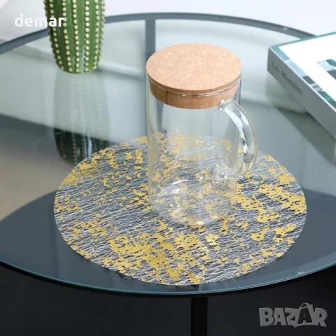 33-сантиметрови златни подложки за еднократна употреба, комплект от 12 броя, кръгли, снимка 4 - Други стоки за дома - 49885886