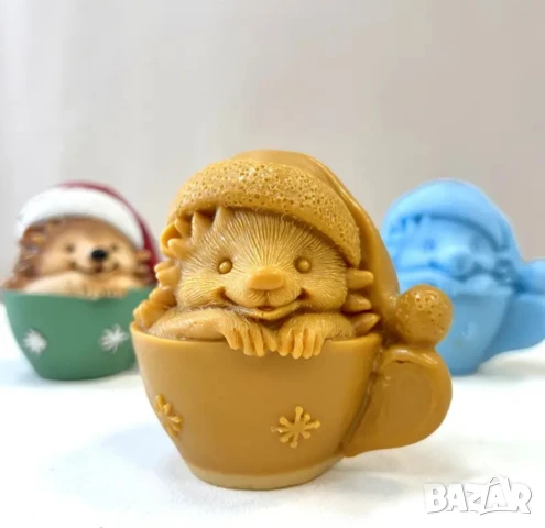 Молд таралеж в чаша коледен, снимка 5 - Форми - 51290871