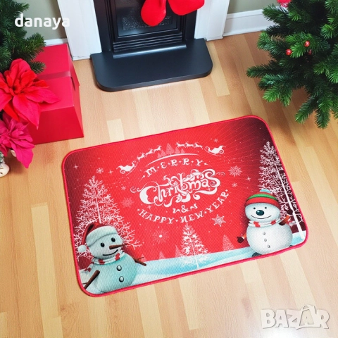 3920 Коледна постелка за врата, 60x40cm, снимка 3 - Изтривалки - 42377338