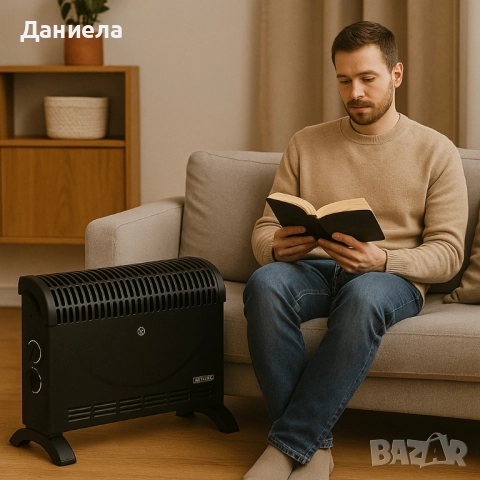 Конвекторен отоплител Rosberg – 2000W, 3 степени, с вентилатор, защита от прегряване, черен, снимка 4 - Други стоки за дома - 51812386