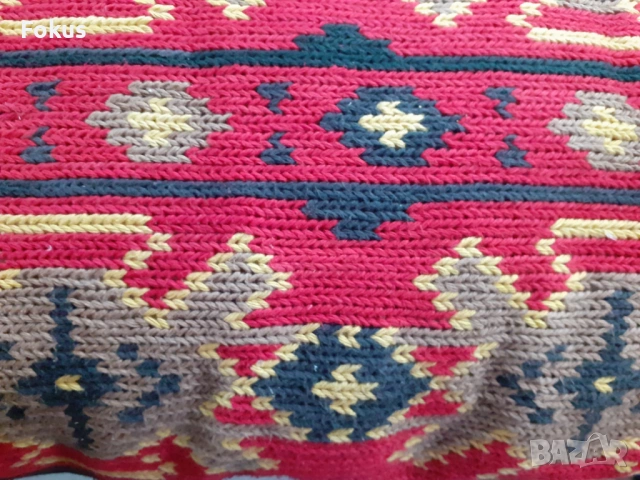 Голяма стара ръчно тъкана вълнена възглавница, снимка 3 - Антикварни и старинни предмети - 53464344