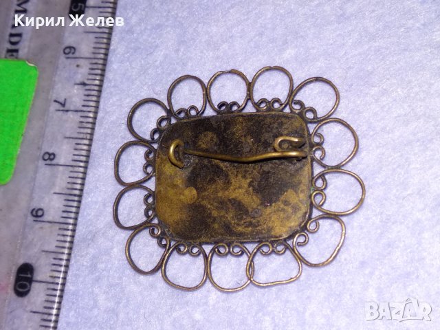 СТАРИННА БРОНЗОВА ЕМАЙЛИРАНА ФИЛИГРАННА РЕТРО БРОШКА МАЙСТОРСКА РЪЧНА ИЗРАБОТКА 38680, снимка 4 - Антикварни и старинни предмети - 41622832