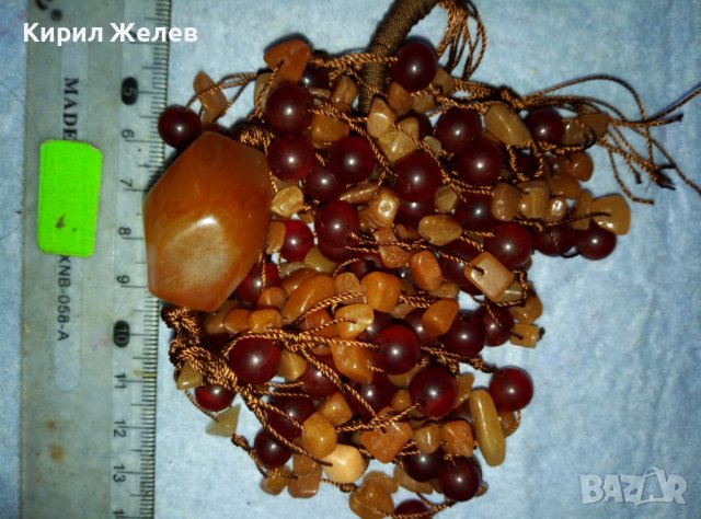 ВЕЛИКОЛЕПНА СКЪПОЦЕННА РЕТРО АРТ ХЕНД МЕЙД ОГЪРЛИЦА от НАТУРАЛЕН КАРНЕОЛ и КЕХЛИБАР 39224, снимка 6 - Колиета, медальони, синджири - 42091206