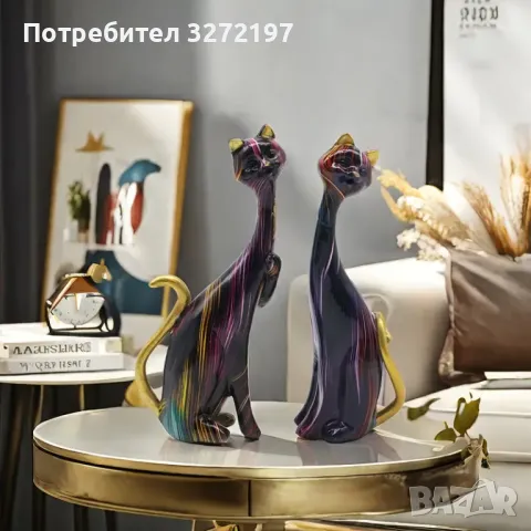 Ръчно изработени Комплект 2 бр. Очарователни Орнаменти Двойка Котки от Карикатура