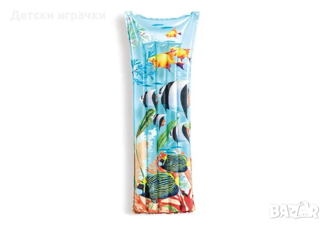 Надуваем дюшек Fashion Intex, 183 х 69 см, PVC, с вградена възглавница, ярки цветове, снимка 5 - Надуваеми играчки - 50039983