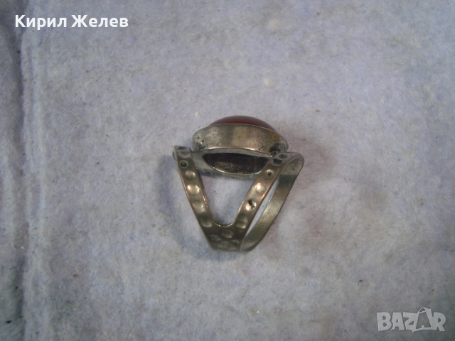 КРАСИВ РЕТРО ВИНТИДЖ АРТ ПОСРЕБРЕН СКЪПОЦЕНЕН ПРЪСТЕН с ШЛИФОВАН ЕСТЕСТВЕН КАРНЕОЛ 26613, снимка 13 - Пръстени - 36419630