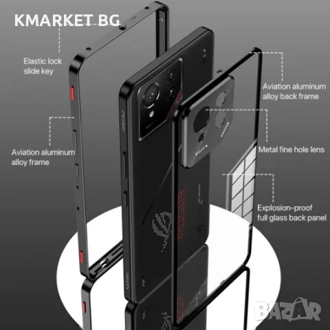 Asus ROG Phone 9 Pro 5G / Asus ROG Phone 9 5G Удароустойчив Калъф Metal Frame с Магнит 360 Градуса З, снимка 3 - Калъфи, кейсове - 48572312