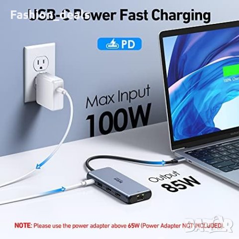 Нова USB C докинг станция с двоен монитор и 2 HDM/100W PD/лаптоп, снимка 5 - Друга електроника - 41502603