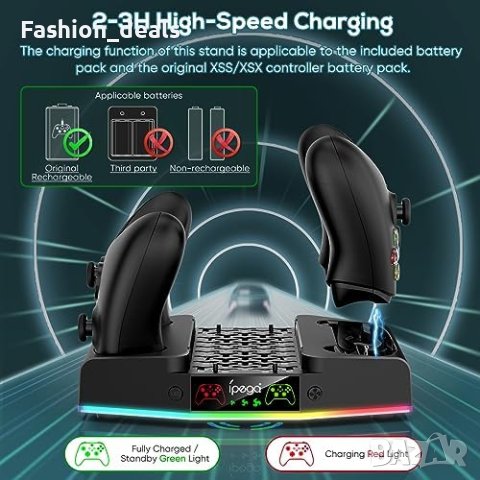 Нова Охлаждаща стойка за Xbox Series XBX със зарядна станция и RGB светлина, снимка 5 - Аксесоари - 42258586