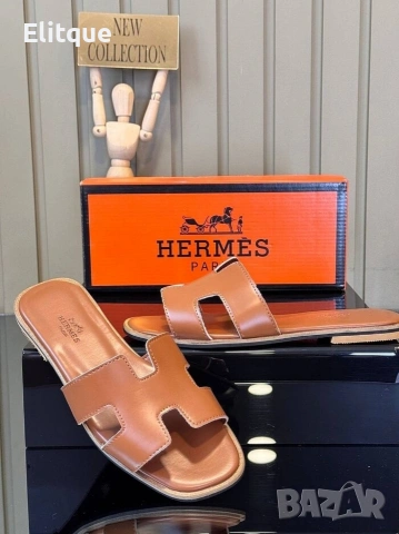 Дамски кожени чехли Hermes , снимка 2 - Чехли - 53587221