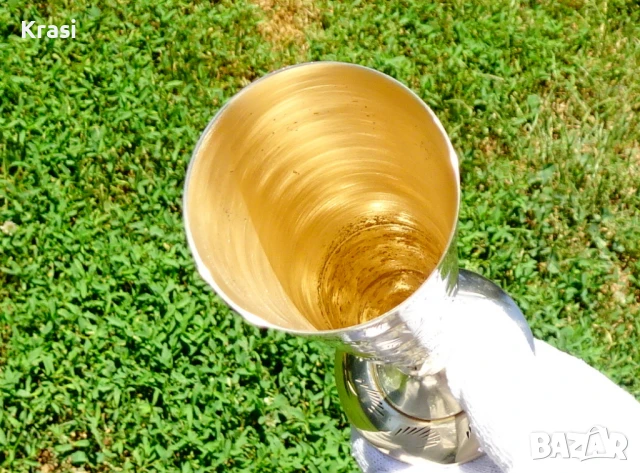 Бронзов бокал за вино 20 см.,200 мл.,гравиран. , снимка 4 - Антикварни и старинни предмети - 50909837