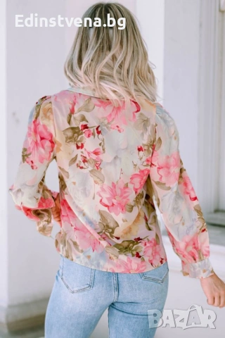Дамска риза с дълъг ръкав и флорален принт | Разпродажба! Последен размер M!, снимка 5 - Ризи - 53093513