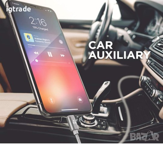AUX кабел за iPhone - Lightning port към 3.5мм AUX - 1м, снимка 4 - Други - 40383318