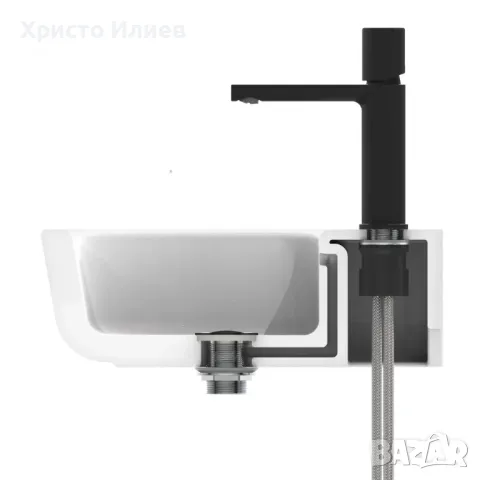 Смесител за мивка със сифон Дизайнерски Модерен Луксозен внос от Германия Черен, снимка 6 - Смесители - 49384610