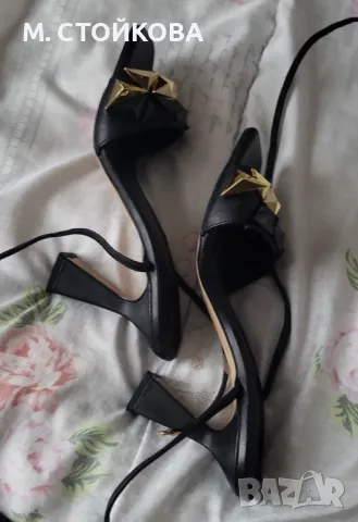 италиянски сандали с интересен висок ток, снимка 5 - Сандали - 49798676