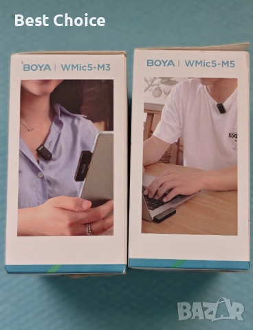 Ултракомпактни 2.4GHz двуканални безжични микрофонни BOYA WMic5, снимка 5 - Слушалки, hands-free - 52814738
