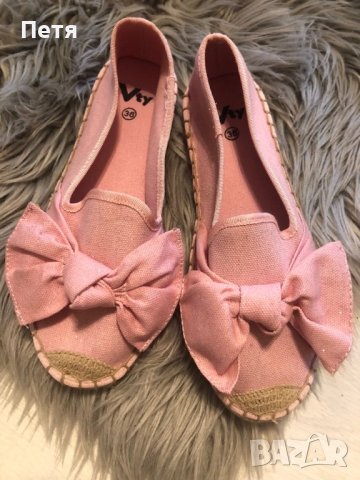 Розови мокасини с голяма панделка за момиче, снимка 1