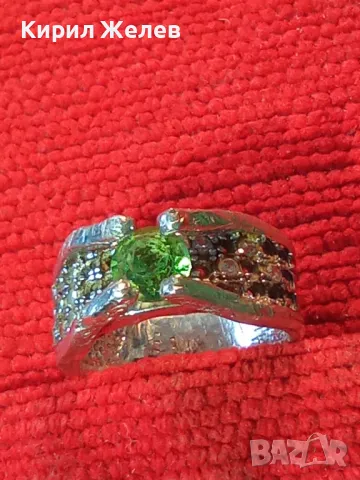 КЛАСИЧЕСКИ РЕТРО АРТ СКЪПОЦЕНЕН СРЕБЪРЕН ПРЪСТЕН СРЕБРО 925 с ФАСЕТИРАНИ ОЛИВИН и ЦИРКОНИ 66177, снимка 11 - Пръстени - 49876649