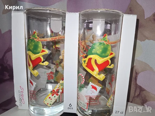 Комплект 4 бр. чаши 270 млс Коледен декор D343 Uniglass Poshta Sant, снимка 4 - Чаши - 48267541