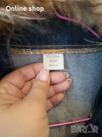 Дънково яке Fashion kids store с яка от естествен косъм, снимка 6 - Детски якета и елеци - 52455058
