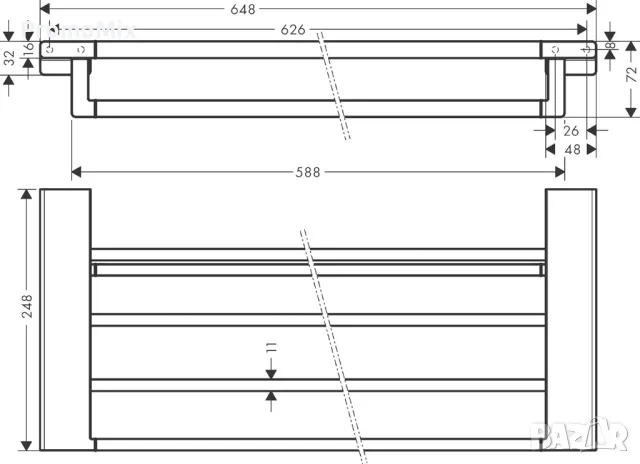 Етажерка Hansgrohe AddStoris 41751670 рафт Троен държач за хавлии кърпи, снимка 2 - Етажерки - 48905776