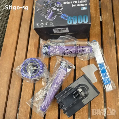 Усилена Батерия за Dyson V6 (8000mAh) + Пълен Комплект Нови Филтри и Четка, снимка 4 - Прахосмукачки - 56222157