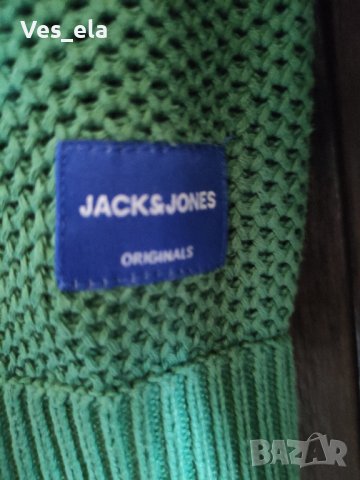 Мъжка блуза плетиво Jack & Jones в бяло и зелено, снимка 4 - Блузи - 40451114