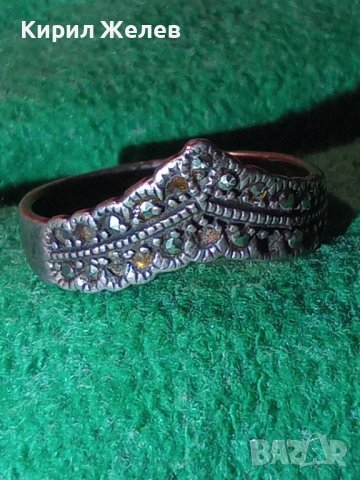 СТАР МАРКАЗИТЕН СРЕБЪРЕН АНГЛИЙСКИ РЕТРО ПРЪСТЕН ОКСИДИРАНО СРЕБРО 925 ПРОБА 27530, снимка 14 - Пръстени - 36796665