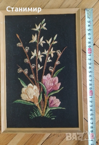 Картини с бродирани цветя -6 бр. комплект, снимка 6 - Картини - 51485449