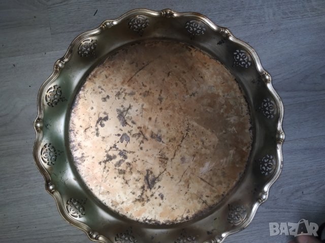 посребрен месингов поднос,табла арт нуво, снимка 3 - Други ценни предмети - 39159042