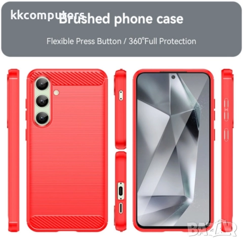 Samsung Galaxy S24 FE 5G Удароустойчив Carbon Fiber Калъф и Протект, снимка 3 - Калъфи, кейсове - 52649798