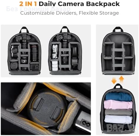 Нова Фото раница K&F Concept с отделение за лаптоп и статив, водоустойчива, снимка 4 - Чанти, стативи, аксесоари - 52155074