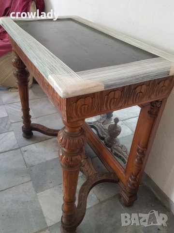 Уникална ръчно резбована дървена мебел с черен гранит и огледало, снимка 5 - Маси - 41615160