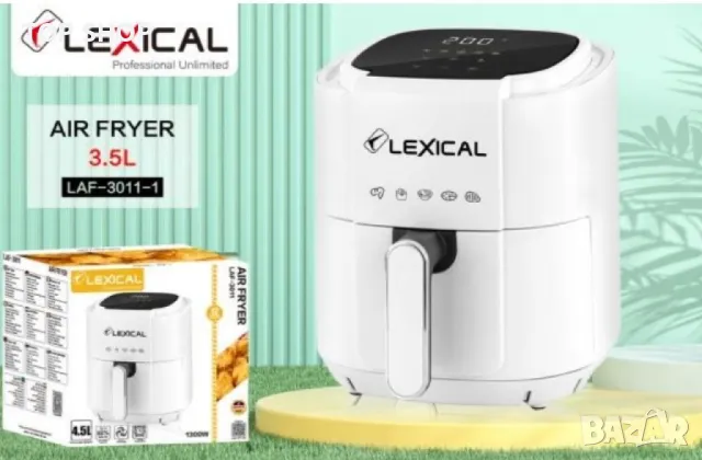 Фритюрник с горещ въздух Lexical Airfryer LAF-3011-1/2 1200W 3.5L бял/черен, снимка 3 - Фритюрници - 49234650