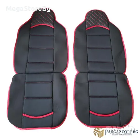 Комплект универсални калъфи за предни седалки - 2бр/к-т - черно с червено, снимка 2 - Аксесоари и консумативи - 48685591