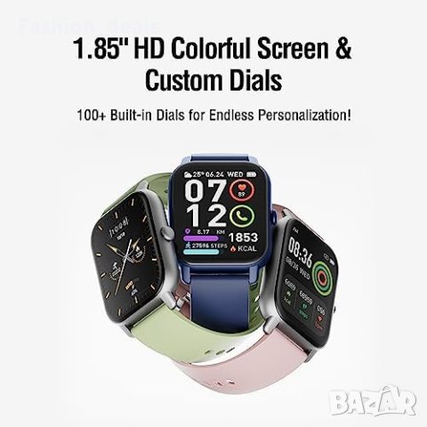 Нов Смарт часовник 1,85 инча Мъже Жени за Android iOS Спорт Подарък , снимка 3 - Смарт гривни - 41999882