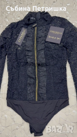 Блуза-боди Black Lace Caramella Fashion, снимка 5 - Блузи с дълъг ръкав и пуловери - 51826686