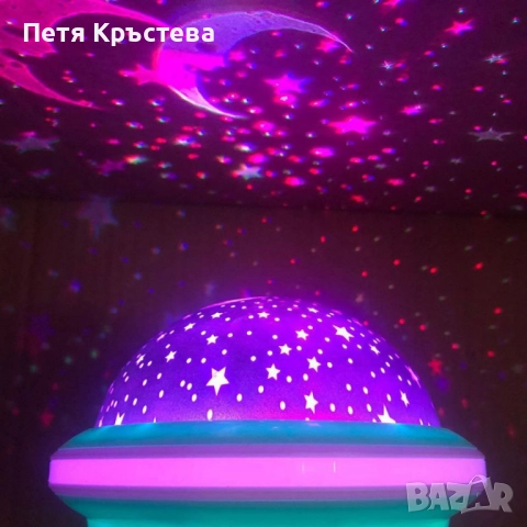 Цветна LED нощна лампа НЛО проектор със звездно небе, звезди и луна за детската стая и спокоен сън, снимка 5 - Настолни лампи - 52343562