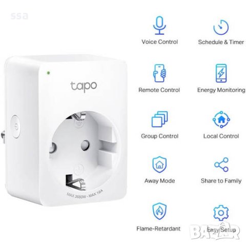 TP-Link WiFi Smart Plug Tapo P110 смарт контакт, снимка 2 - Кабели и адаптери - 41363648