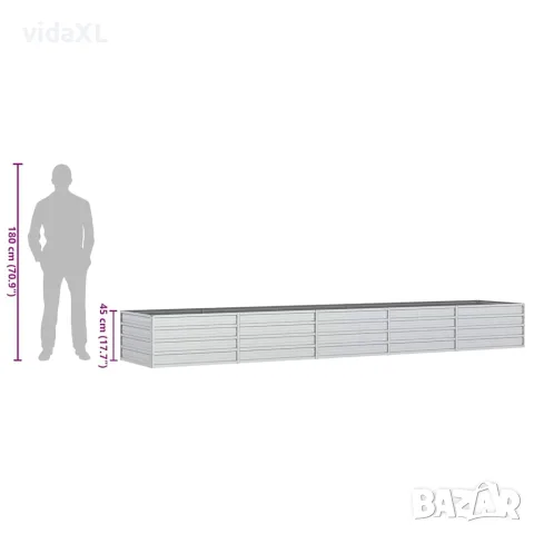 vidaXL Повдигната градинска леха, 400x80x45 см, стомана, сребриста, снимка 8 - Саксии и кашпи - 56146600