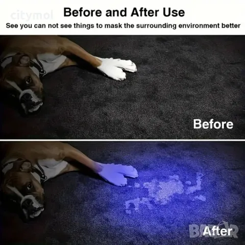 Ултравиолетов фенер, ZOOM функция, UV 395nm, LED, TYPE C зареждане, снимка 6 - Къмпинг осветление - 47627562